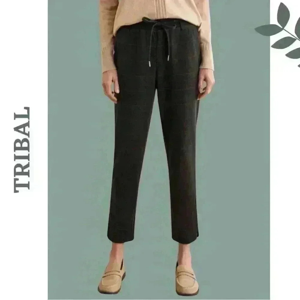 Tribal Tribal Fall/Winter - Pull On Pant- Drawstring Waist Grey Brown
